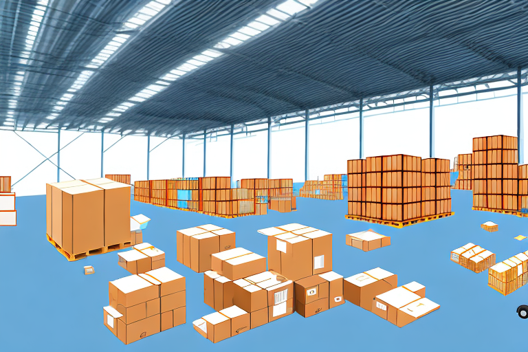 A warehouse with boxes being prepared for shipment