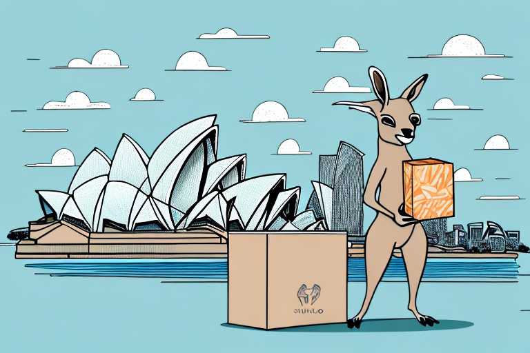 A kangaroo holding a box