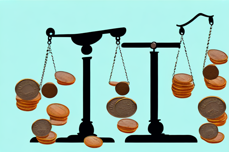 A balance scale with an ebay symbol on one side and an amazon symbol on the other