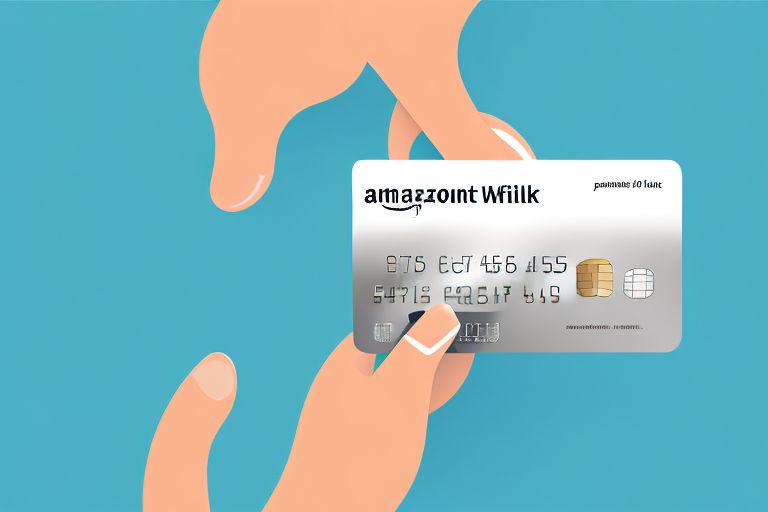 A credit card being inserted into a slot of an amazon-branded piggy bank