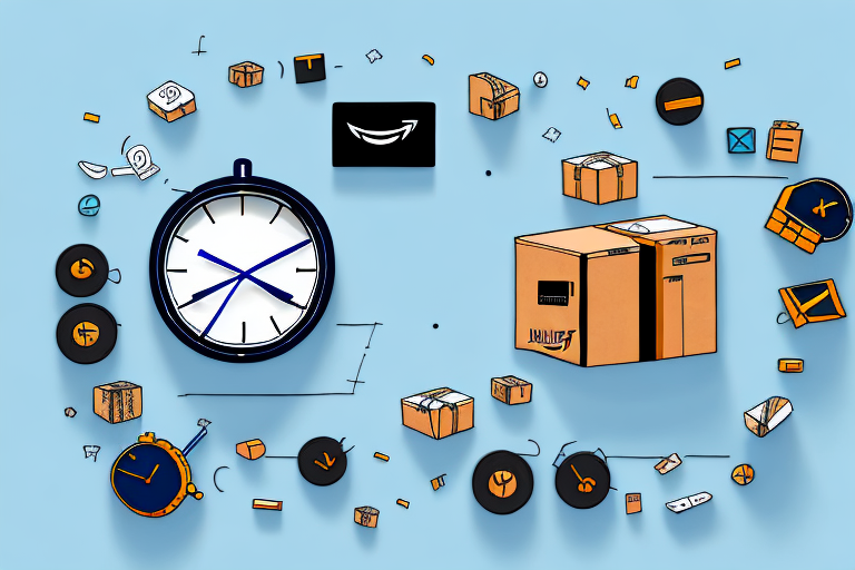 A clock merging with an amazon delivery box