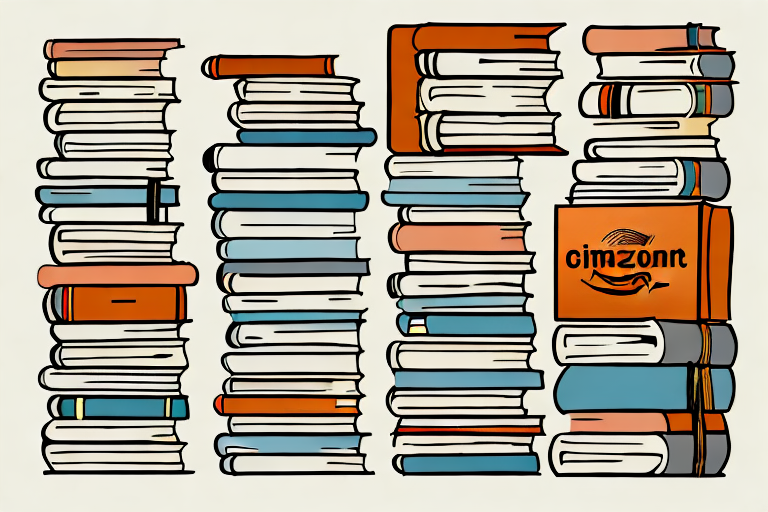 A pile of various types of books next to a stylized