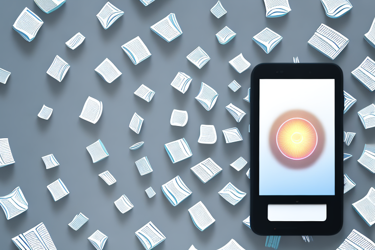 A smartphone placed beside a stack of books