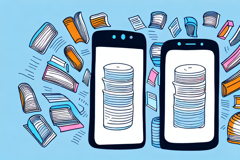 A variety of books transitioning into digital form on a smartphone