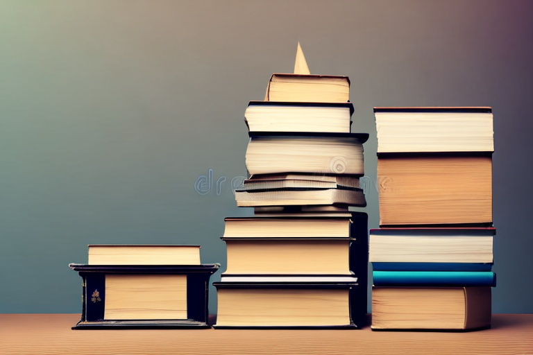 A stack of various books next to a box labeled "thriftbooks"