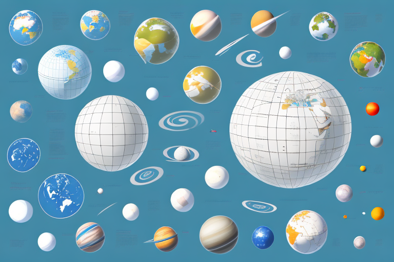 A globe with various packages of different shapes and sizes orbiting around it