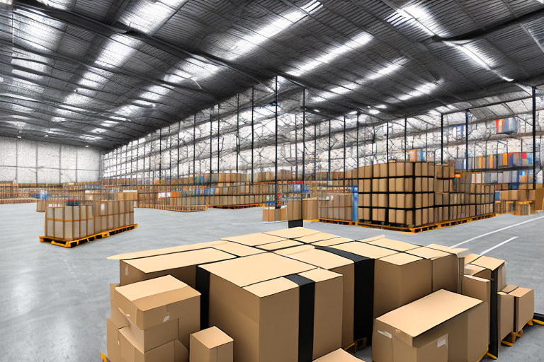 A bustling warehouse with numerous conveyor belts and packages