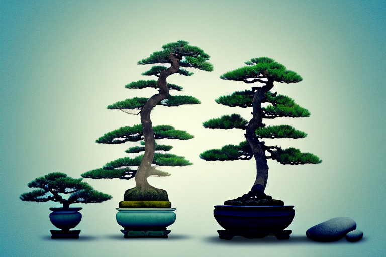 A variety of zen-inspired items such as a bonsai tree