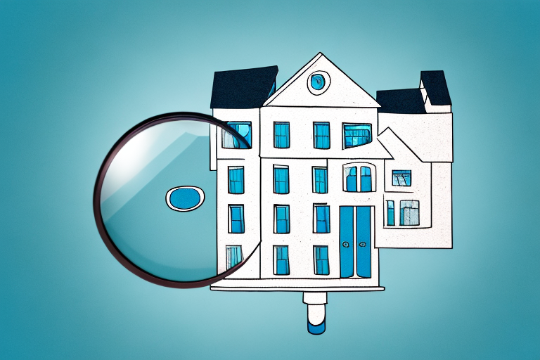 A magnifying glass revealing a house being flipped upside down