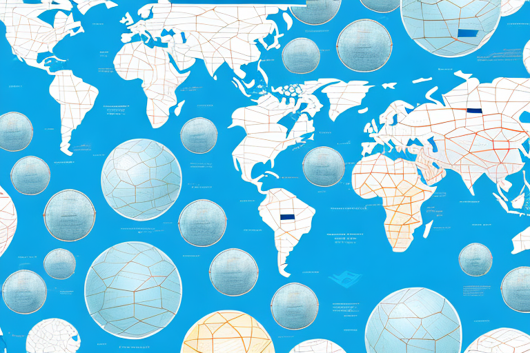 A globe with various shipping routes marked