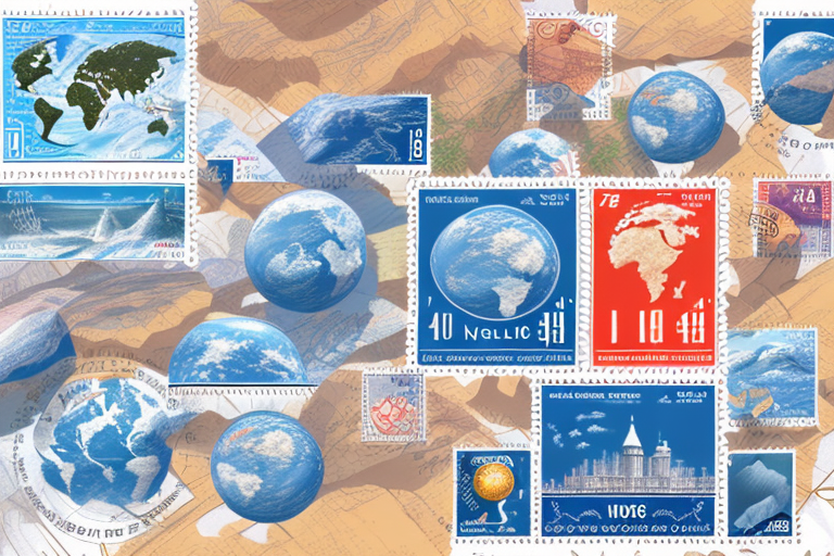 A variety of international postage stamps