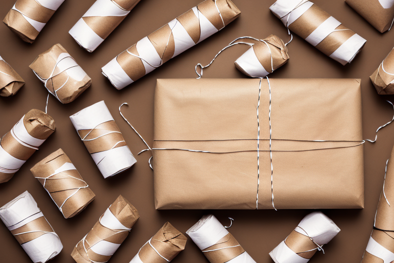A package wrapped in brown paper and tied with string