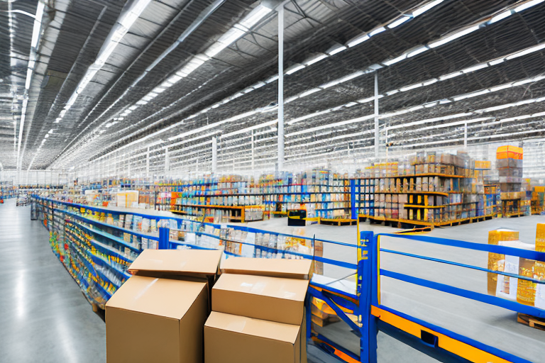 A large warehouse filled with oversized packages