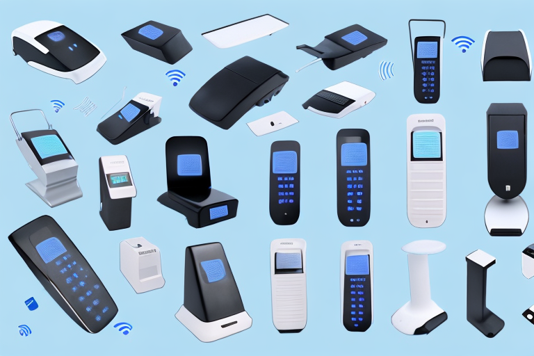 A variety of bluetooth barcode scanners in different shapes and sizes