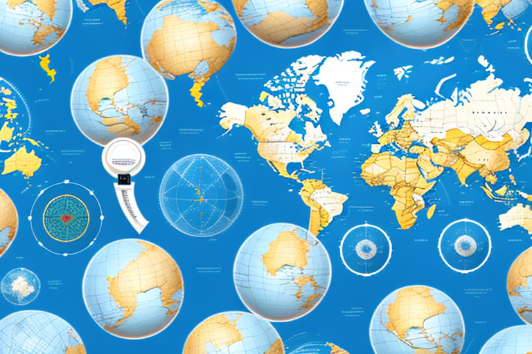 Various sized packages with globe or world map in the background