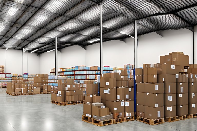 A well-organized warehouse filled with various packages ready for shipment