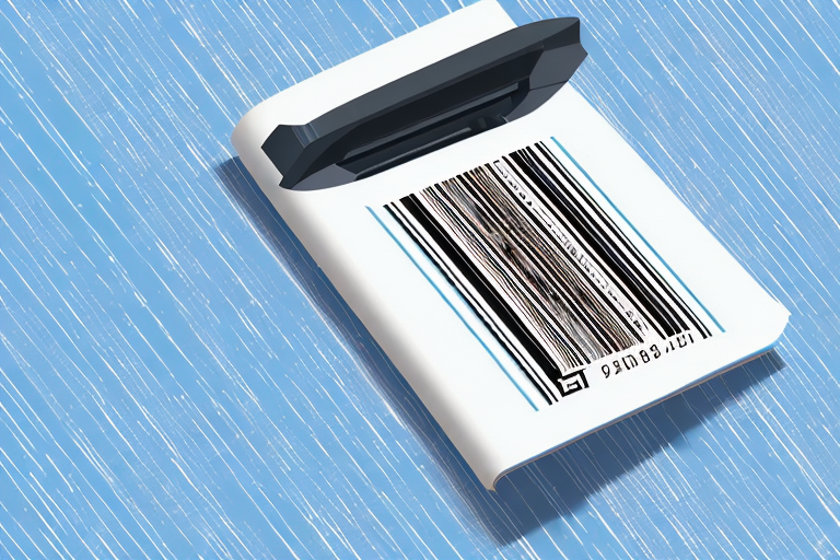 A high-quality barcode scanner positioned over an open book