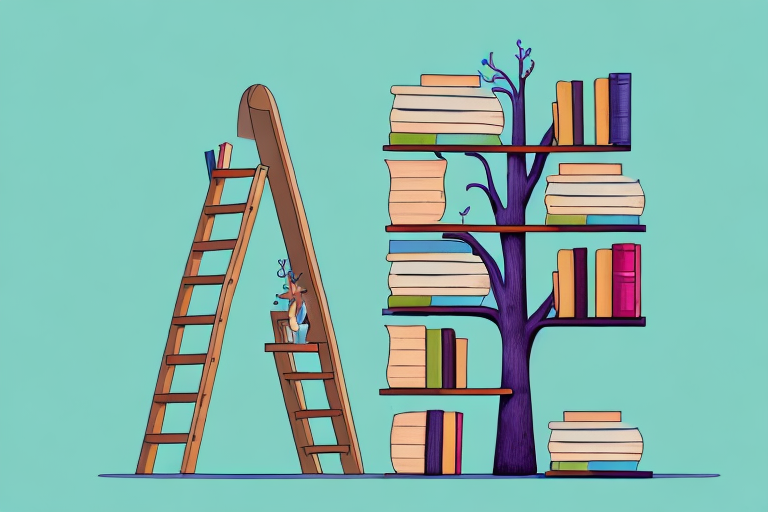 An imaginative bookshelf shaped like a tree