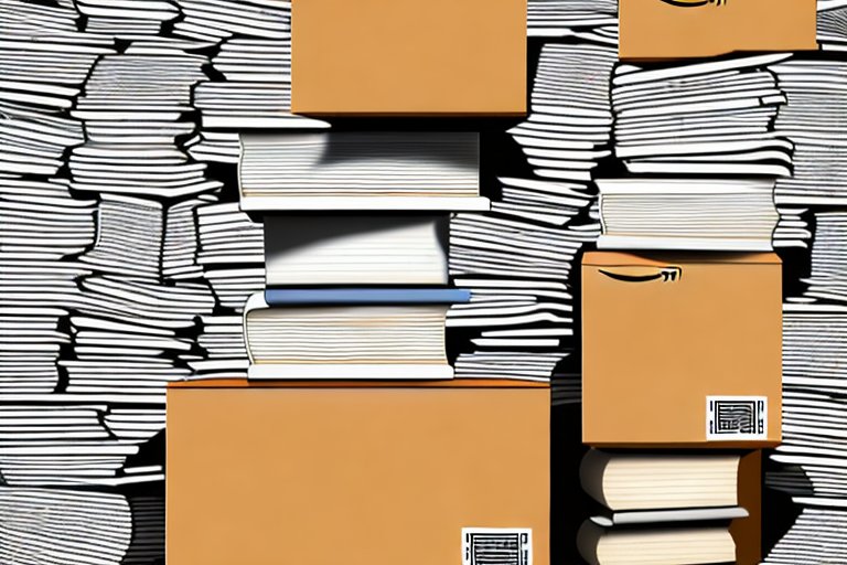 A stack of textbooks with a barcode on the side