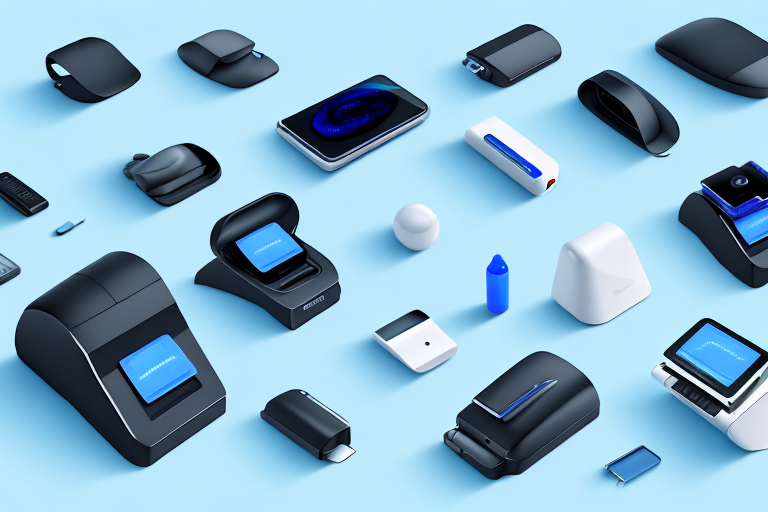 A variety of bluetooth hand scanners in different shapes and sizes