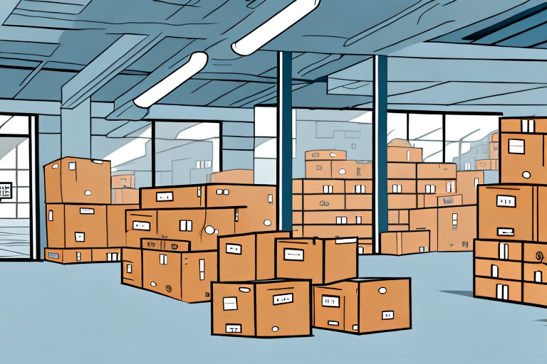 An opened door with a view of a warehouse filled with packages