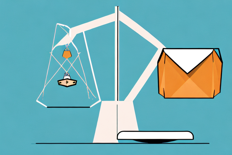 A scale balancing a box labeled with a percentage symbol and an amazon package