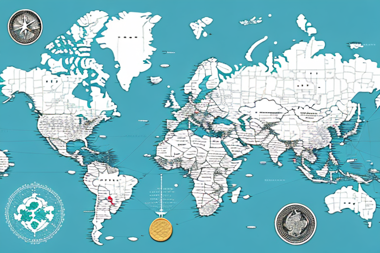 A map showcasing a route from the us to the uk