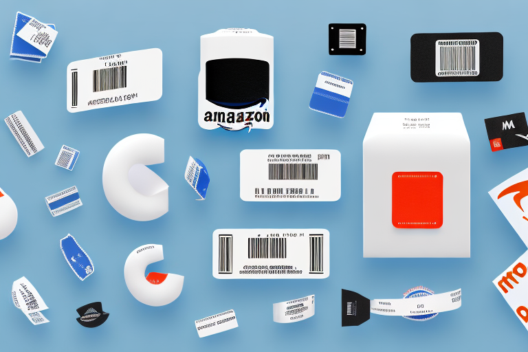 A variety of different sized dymo labels next to an amazon fba package for scale comparison