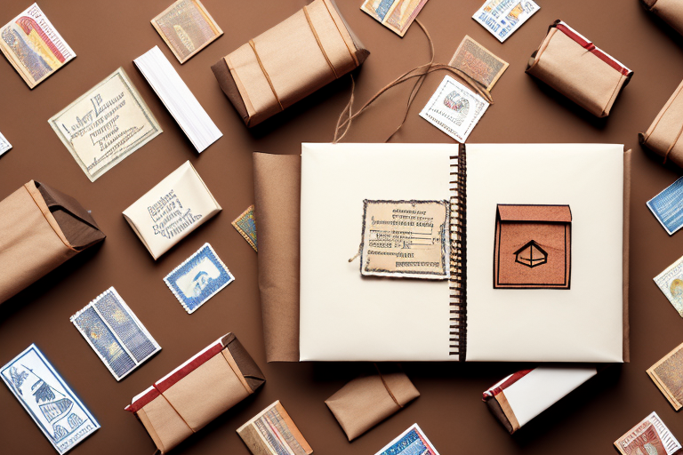 A pile of books neatly wrapped in brown paper and tied with string