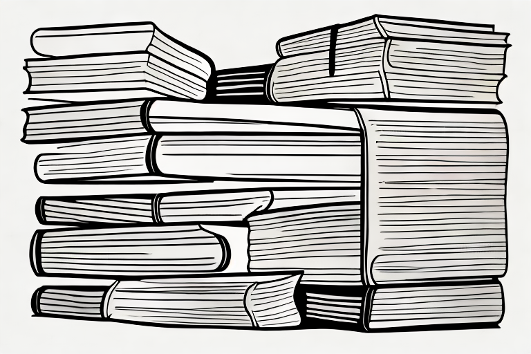 A stack of various used books next to a simplified