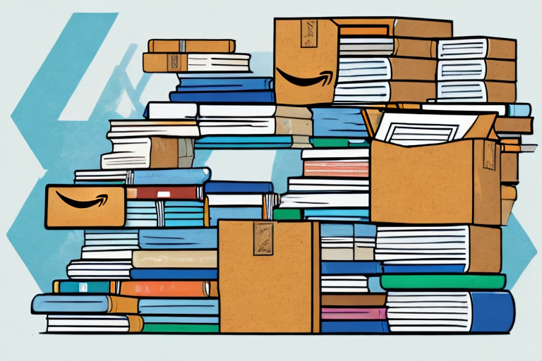 A pile of various books next to a stylized