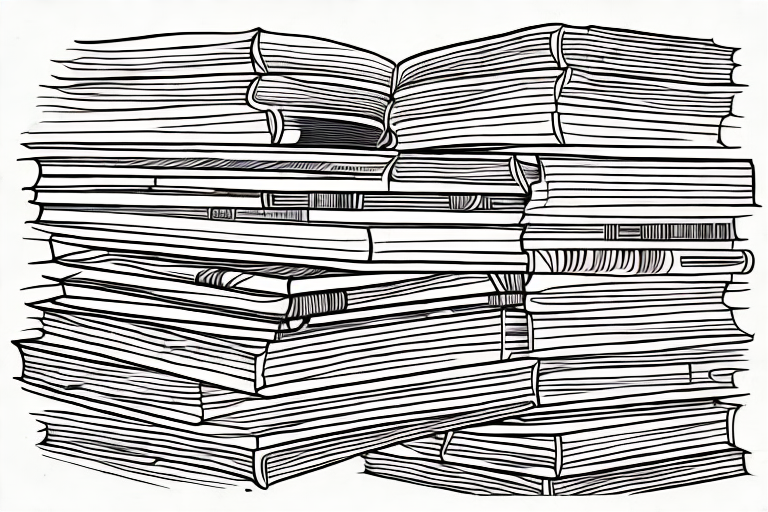 A stack of diverse used books with a barcode on the side