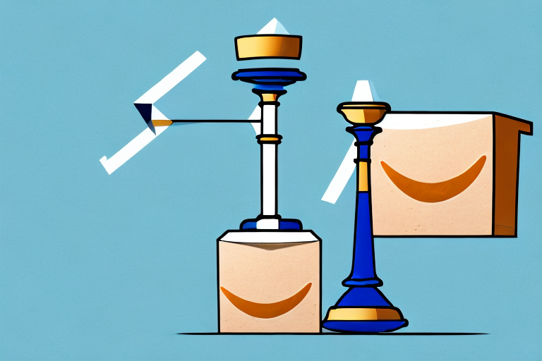 A scale balancing two symbolic items representing amazon and ebay