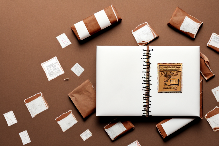 A stack of books wrapped in brown paper and string