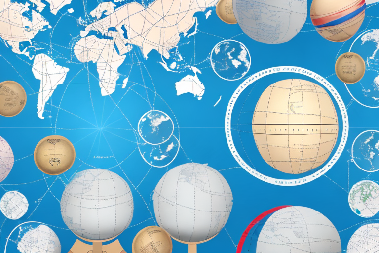 A globe with various shipping routes marked out