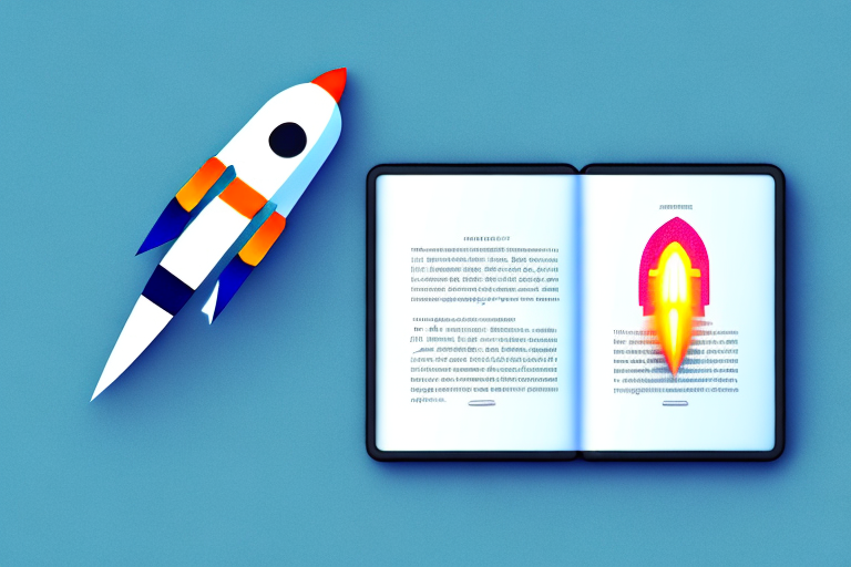 A kindle device with a glowing rocket attached to it