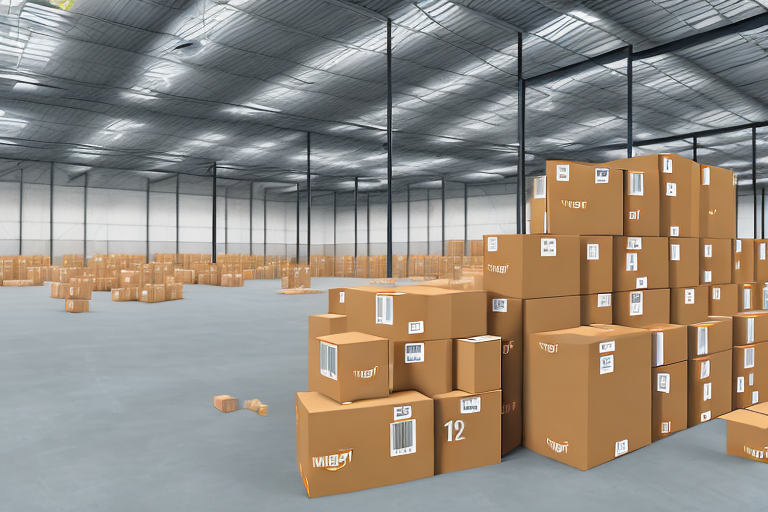 A warehouse with amazon boxes