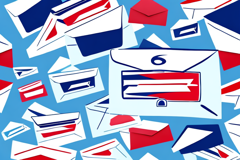 A mailbox filled with envelopes that have a mix of american and european landmarks