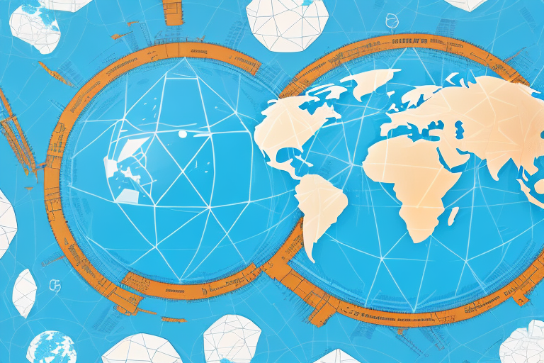 A globe with various shipping routes marked