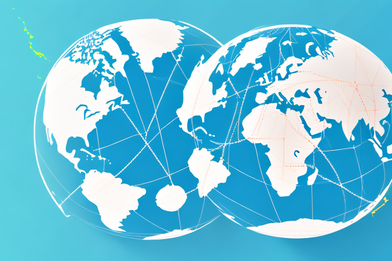 A globe with different shipping routes highlighted