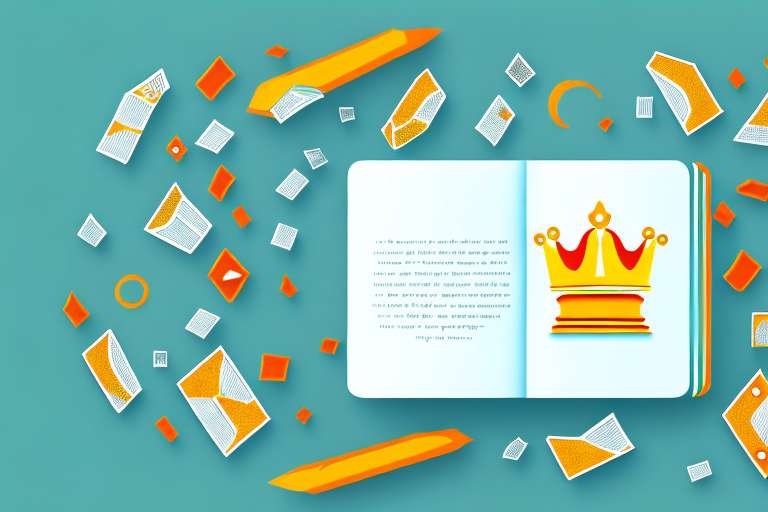 An open book with a radiant crown above it