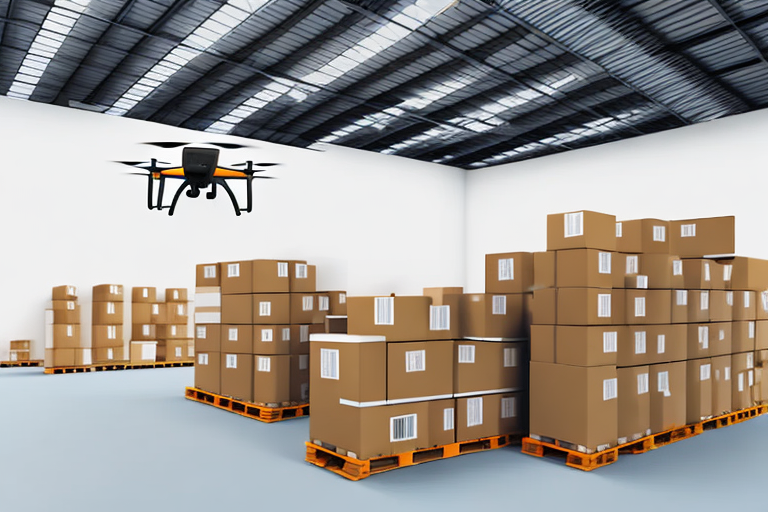 A warehouse with boxes being prepared for shipment