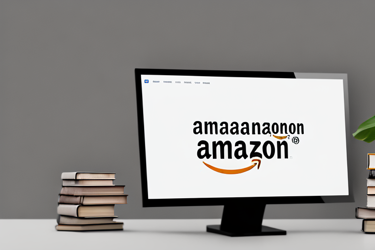 A stack of books next to a computer displaying an amazon webpage