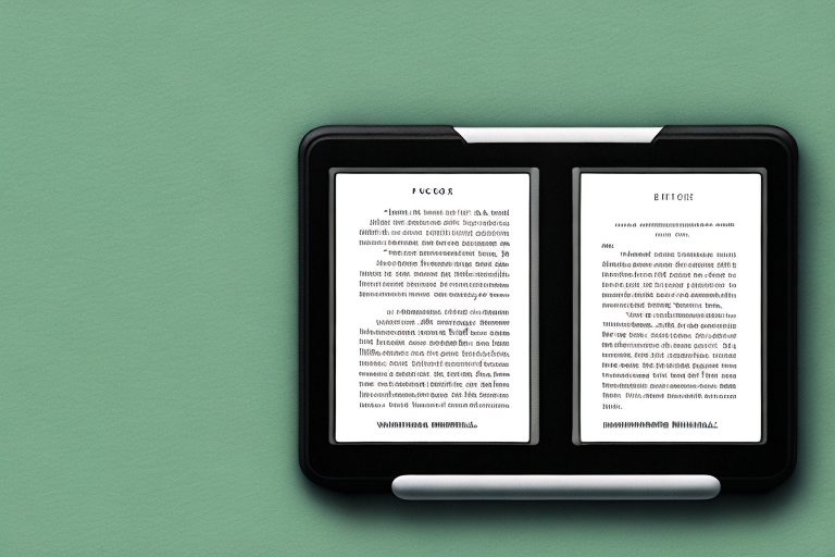 A kindle e-reader displaying a book cover