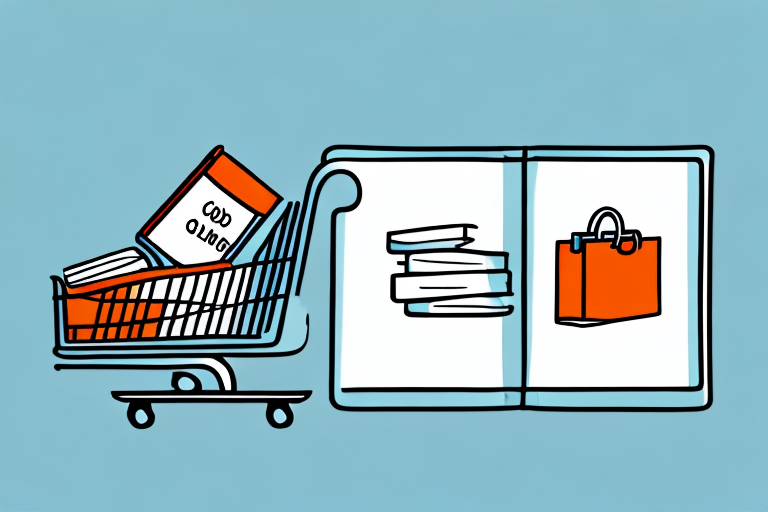 A book being dropped into a shopping cart symbolizing the concept of selling books on an online platform