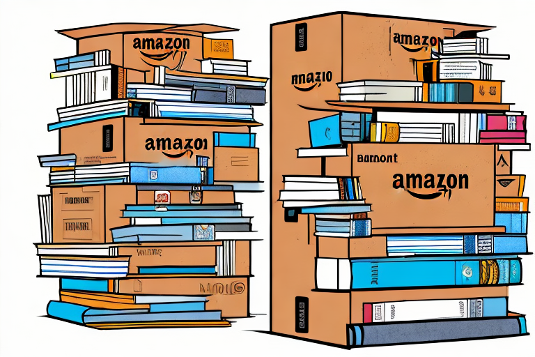 A giant amazon delivery box filled with a variety of books