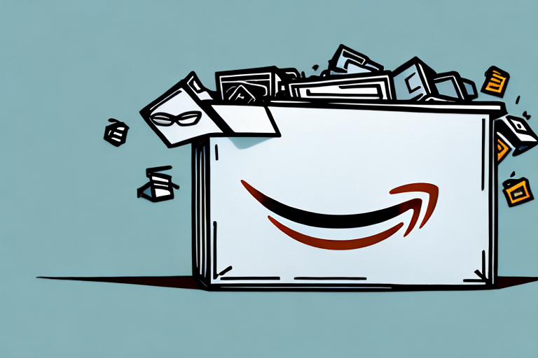 An amazon delivery box with a stylized