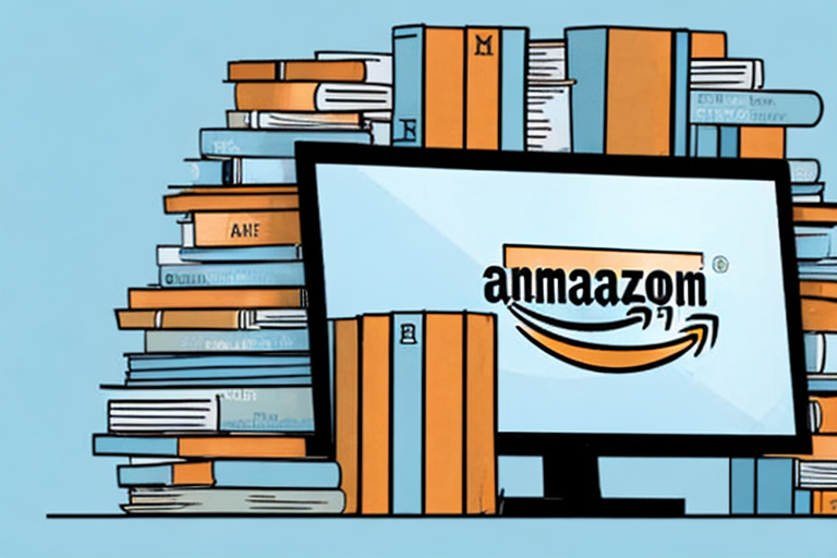 A stack of various types of books next to an amazon-branded delivery box