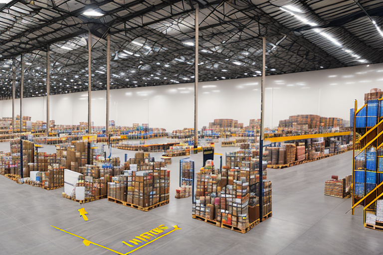 A warehouse filled with various types of packaged products ready for shipping