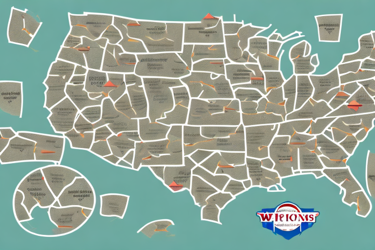 A map with distinct markers symbolizing fba warehouses scattered across the country